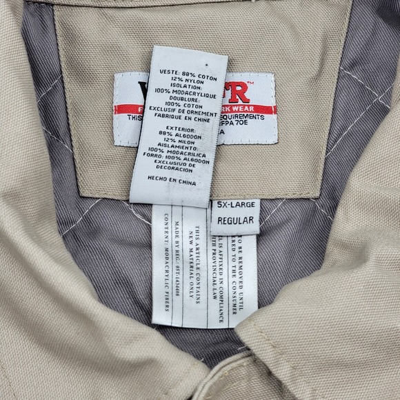 WALLS FR Flame Resistant‎ Itex Insulated Work Jacket Coat Heavy Beige Mens 5XL - Picture 9 of 16
